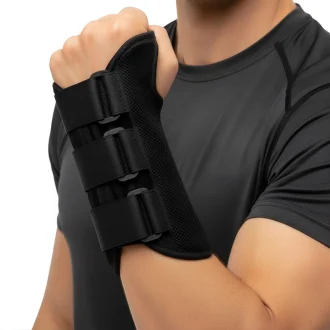 wrist brace splint for wrist pain worn on a mans hand. main product image