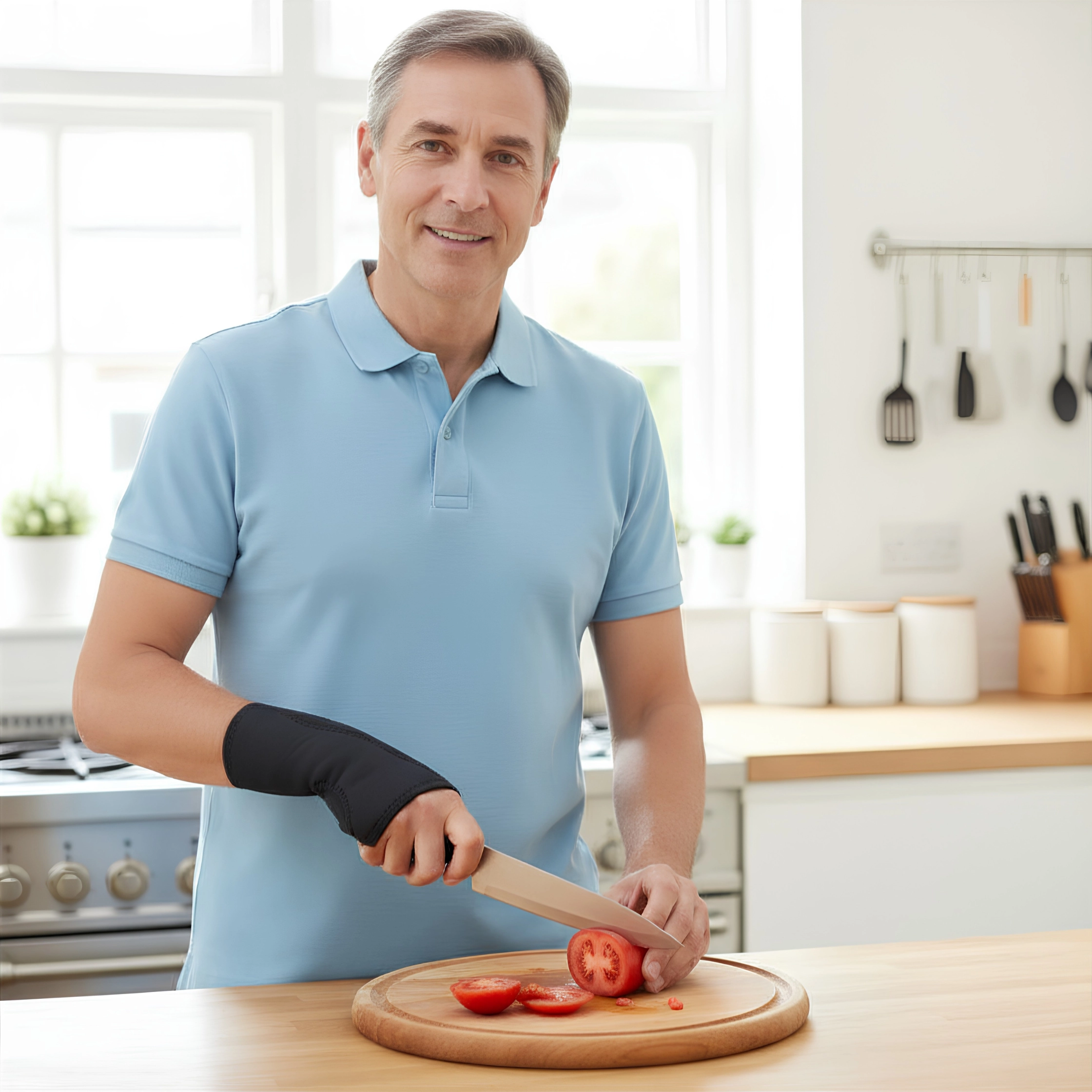 man-in-kitchen-wearing-wrist-support