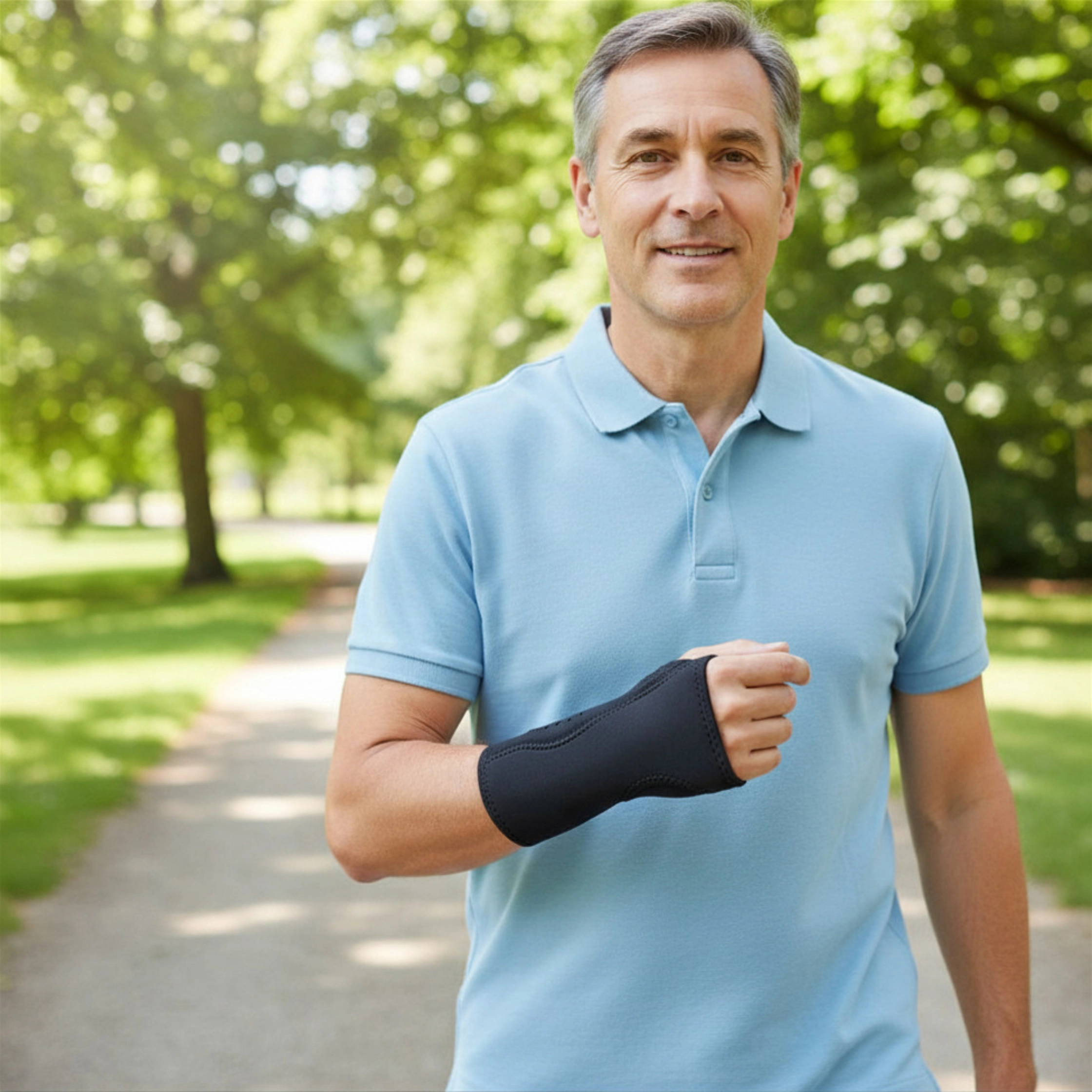 man-in-park-wearing-wrist-support