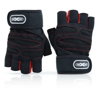 Gym Workout Exercise gloves main product image front view of the black gloves