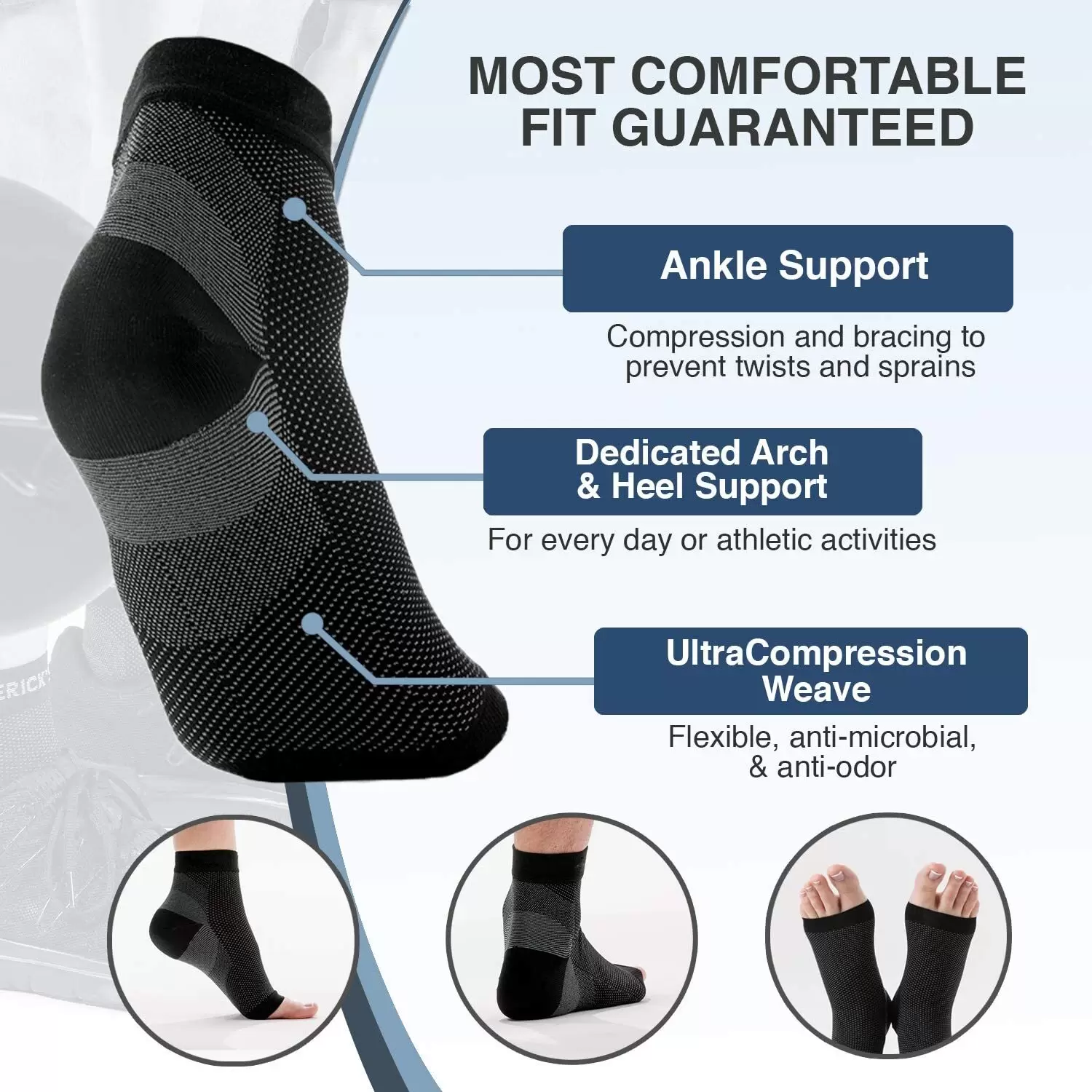 These socks provide ankle, heel and arch support