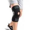 medical hinged knee brace being worn by man