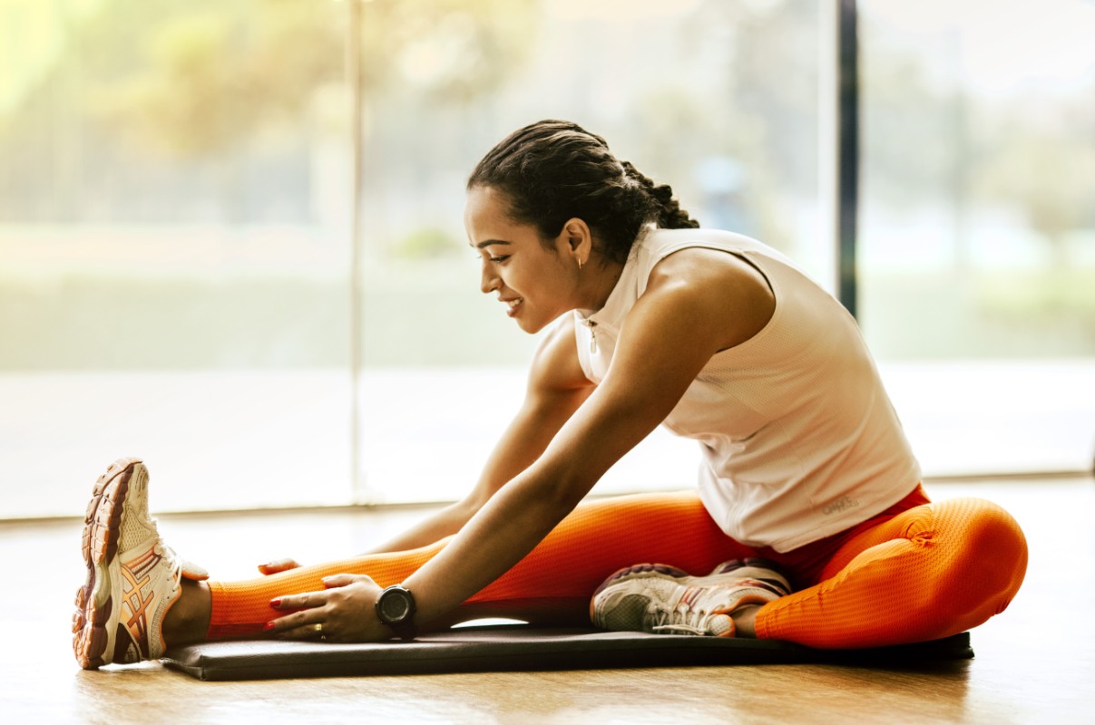 Women stretching a tight Achilles tendon