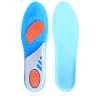 Vibrant blue and orange gel silicone shock-absorbing insoles for athletic footwear, featuring a textured surface for enhanced grip and cushioning. Shown on a clean white background, designed to comfortably support both men’s and women’s feet during high-impact activities like running or training.