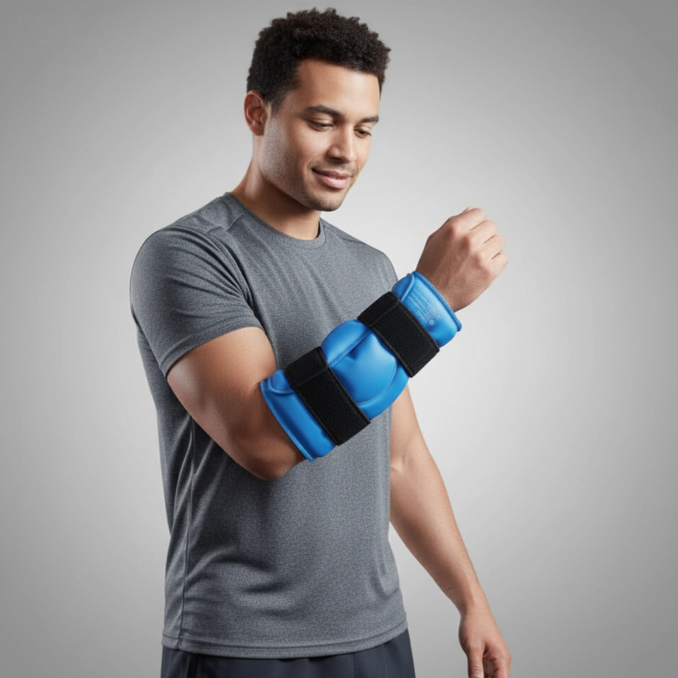 ice-pack-worn-around-forearm Hot & Cold Compress Therapy Ice Pack Wrap