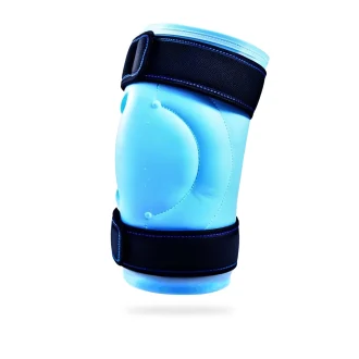 Versatile hot and cold compress blue gel ice pack wrap with adjustable black Velcro straps, designed to provide targeted cold therapy for elbows, knees, legs, and other joints or limbs. Secure unisex design ensures comfortable support during recovery.
