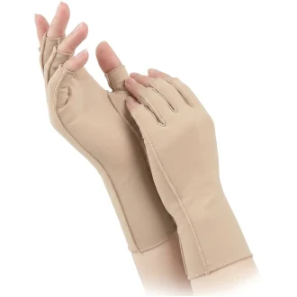 beige compression fingerless gloves for arthritis product image