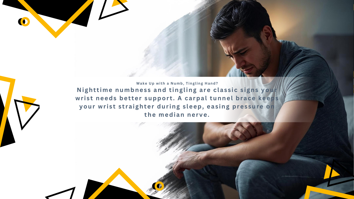 Nighttime numbness and tingling are classic signs your wrist needs better support. A carpal tunnel brace keeps your wrist straighter during sleep, easing pressure on the median nerve.