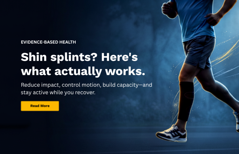 running with shin splints banner poster